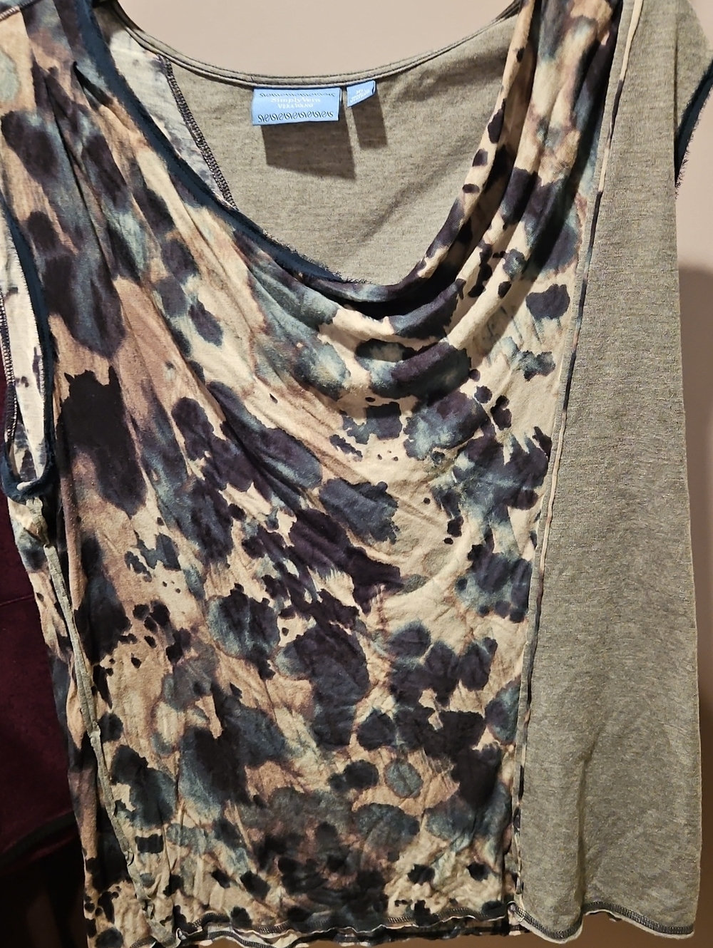 Sleeveless Cowl Neck Tank Top in Taupe Floral Print
